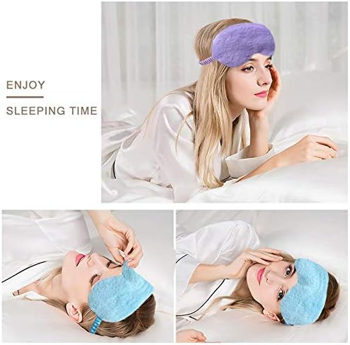 Faux Fur Eye Mask 2PCS Soft Plush Sleeping Blindfold,Purple Blue - Image 5