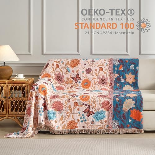 Boho Throw Blanket for Bed 90”x98”, 100% Cotton Blanket for Couch Sofa - Image 4