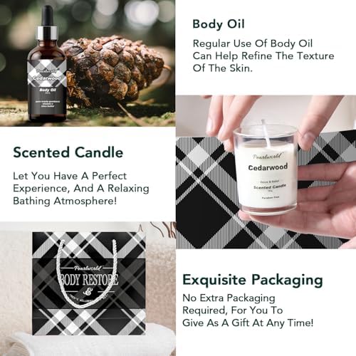 12Pcs Men's Spa Gift Set - Cedarwood Bath & Body Care Kit, Home Spa Set with Natural, Perfect Gifts for Men - Father's Day, Birthday, Valentine's & Christmas - Image 4