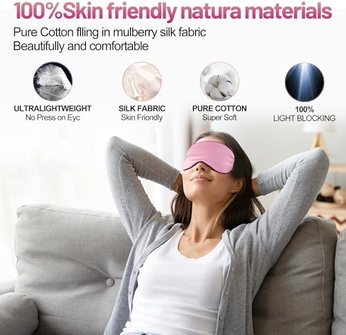 Silk Sleep Mask, Blackout Eye Mask for Sleeping with Adjustable Strap - Image 5