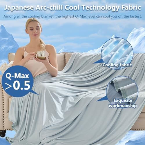 CHOSHOME Cooling Blanket for Hot Sleepers - Summer Blanket Thin Soft Lightweight Breathable Double Side Enhanced Cooling for Hot Flashes, Night Sweats, Bed, Couch (Ice Blue, 84 x 90 inches) - Image 3