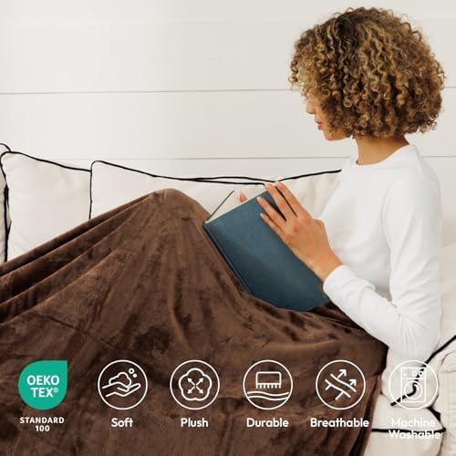 NANPIPER Queen Size Blanket - Lightweight Soft Fleece for Adults All-Season Coffee Brown 90"x90" - Image 2