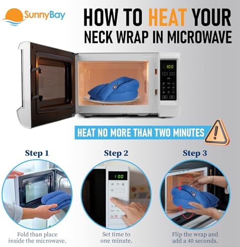 SunnyBay Microwavable Heating Pad, Neck and Shoulder Wrap, 26x4 inch, Sky - Image 5