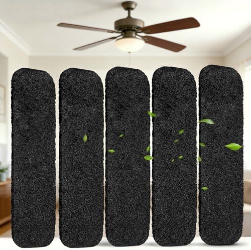5Pcs Ceiling Fan Filters for Blades, Activated Coconut Shell Carbon Ceiling Fan Filters, Unscented Fan Blade Air Purifier Pads for Common Household Contaminants, Easily Sticks by WAWINYAirVentFilters