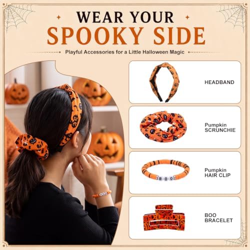 Willinglong 11 Pcs Halloween Basket Gifts for Women- Boo Gift Set with Scented Candle Mug Flannel Blanket Socks Sleep Mask Bracelet Hair Accessories Greeting Card for Mom Coworker Wife - Image 4