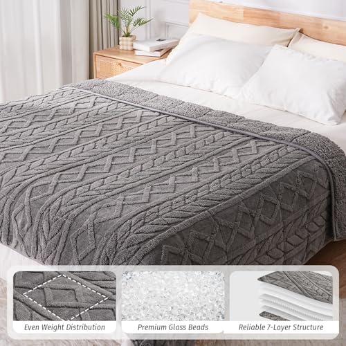 Wemore Soft Weighted Blanket for Adults 48" x 72" 15 lbs Twin Size Grey - Image 3