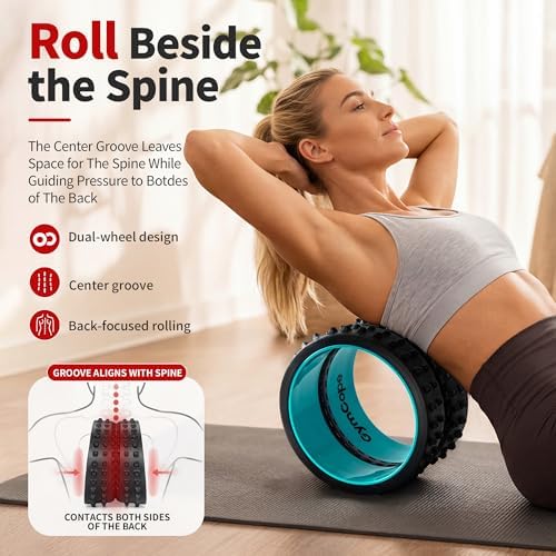 GymCope Curved Foam Roller, Spine-Safe Groove, 530 lb, Blue, Medium - Image 3
