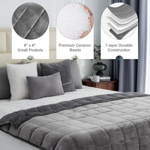 Lofus 15 lbs Weighted Blanket for Adults Queen Size 60" x 80", Grey - Image 4