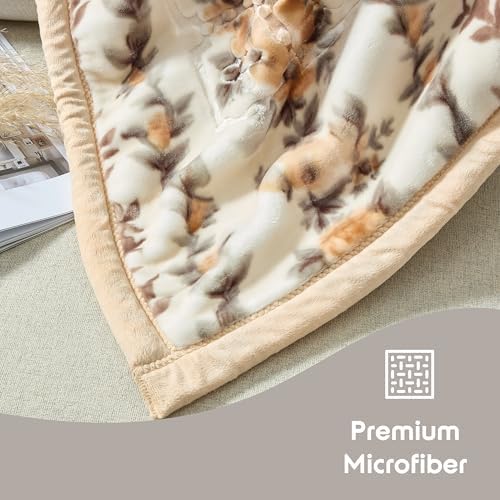 Nestl Korean Mink Blanket King Size - 12 Lbs Velvet Fleece Korean Blanket - 2 Ply Warm & Thick Winter Blanket - Wrinkle & Fade Resistant - 87 x 94 Inches (Beige) - Image 2