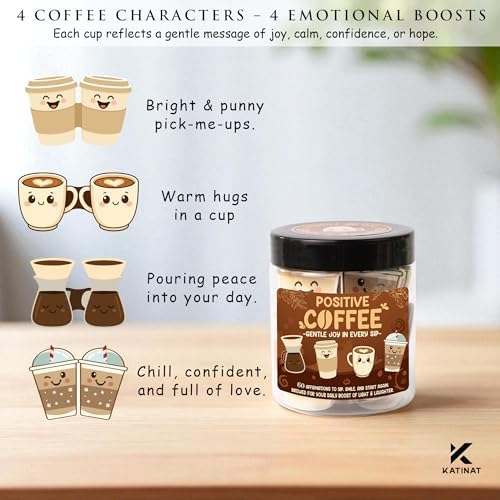 Positive Coffee Jar- 60 Funny Affirmation Cards Coffee Lover Gift for Women Men End of Year Teachers Gifts, Employee Nurse Teacher Appreciation Gift, White Elephant Gifts for Women Men Friends - Image 3