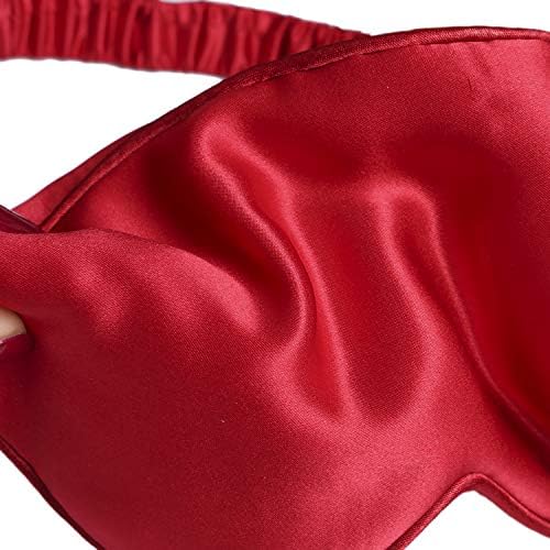 Mulberry Natural Silk Sleep Mask for Women & Men with Elastic Strap, Super Soft Sleeping Eye Mask, Size M, (Red) - Image 4