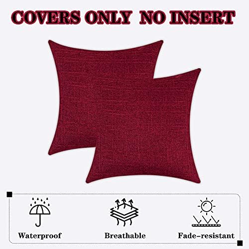 Kevin Textile Outdoor Waterproof 16”x16” Pillow Covers 2 Pack, Red - Image 5