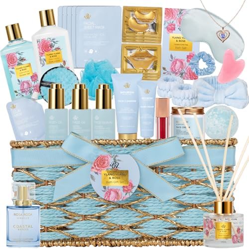 Gifts for Women, 35 Pcs Bath & Body Gift Basket Set, Face Skin Care Kit by RAROSAACCA