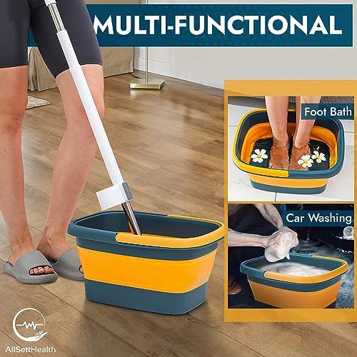 AllSett Health Collapsible Foot Bath – Advance Soaking Tub with Portable Design and Handle – Foldable Pedicure Foot Spa Bowl – Compact and Lightweight Soak with Acupressure Points, Blue and Orange - Image 6