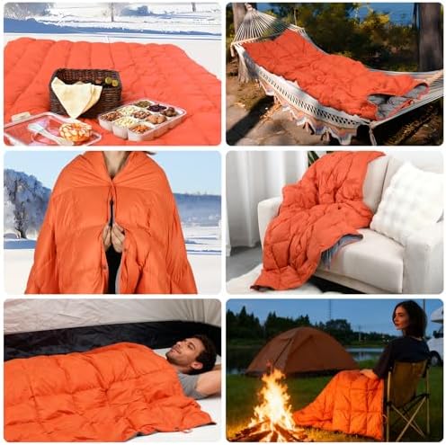 Down Camping Blanket - Lightweight, Packable, Warm & Puffy Outdoor Travel Quilt for Sleep, Hiking, Backpacking, Stadium, Festivals, Water-Resistant Sleeping Bag 55"x79" - Image 7