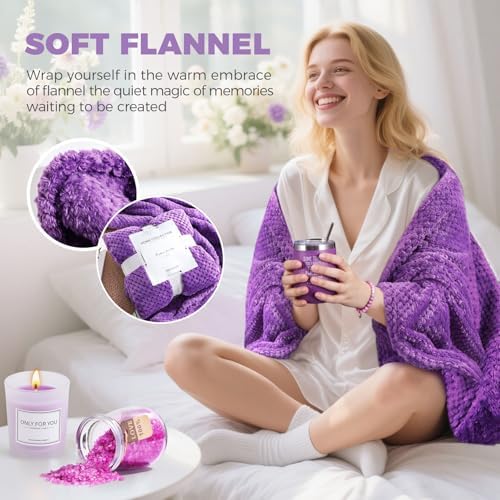 MEINESQIS Birthday Gifts for Women,Lavender Spa Gift Set with Cozy Flannel Blanket, Self Care Care Package Gift Box,Womens Gift Set, Wife, Sister, Best Friend, Girlfriend Gift - Image 6