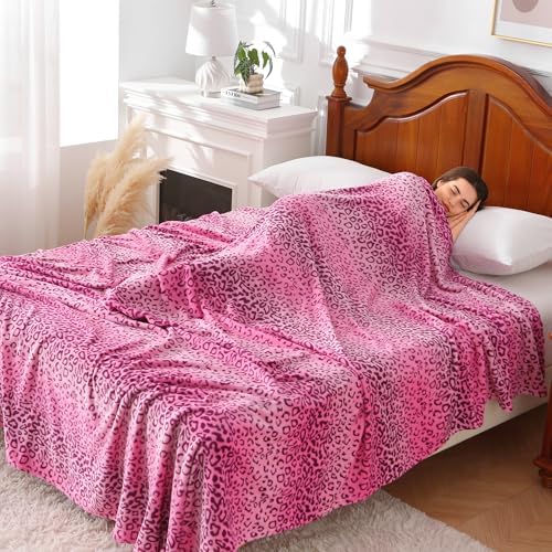 Viviland Flannel Fleece Blanket King Size 90x108 Inches, Lightweight, Super Soft Cozy Warm, Cheetah Print Pink, 100% Microfiber - Image 5
