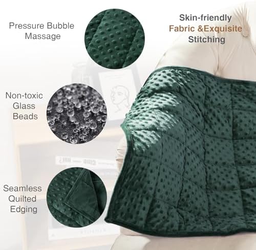 Alomidds Weighted Blanket 7lbs for Adults, Cozy Luxury Breathable Weighted Lap Blanket, Small Weighted Blanket for Travel, Relaxation, Sleeping, Calming, Green, 29" x 24" - Image 3