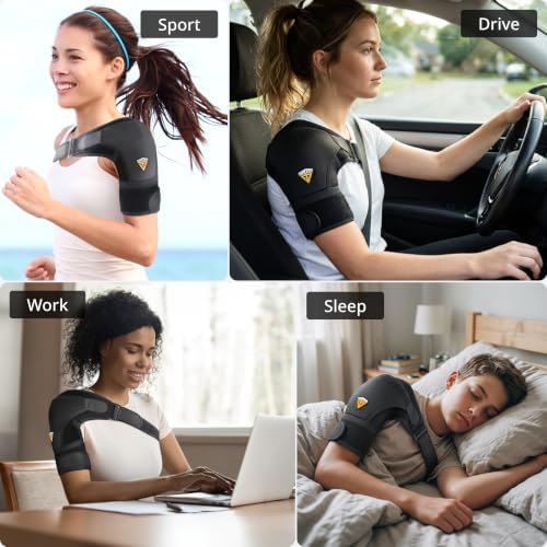FIGHTECH Rotator Cuff Shoulder Brace for Women and Men - 4 Sizes - Shoulder Support - Pain Relief - Black - X-Small Petite Only (Chest 30-32" Bicep 7-9") - Image 3