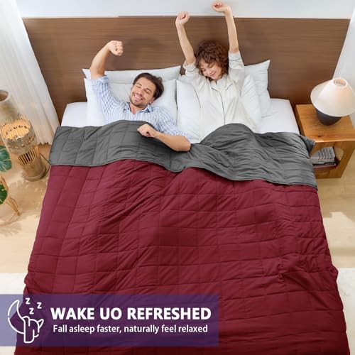 yescool Weighted Blanket for Adults (30 lbs, 88” x 104”, Red Grey) Cooling Heavy Blanket for Sleeping Perfect for 290-310 lbs, King Size Breathable Blanket with Premium Glass Bead - Image 5