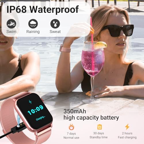 Smart Watches for Women - 1.83'' HD 2026 Fitness Tracker with Answer and Make Calls with Heart Rate Sleep SpO2 Monitor 120+ Sport Modes and IP68 Waterproof with Compatible iPhone and Android (Pink) - Image 5