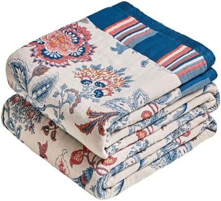 MSGKV Boho Throw Blanket 90"x90" 100% Cotton Farmhouse Butterfly Throw by MSGKVHomeTextiles