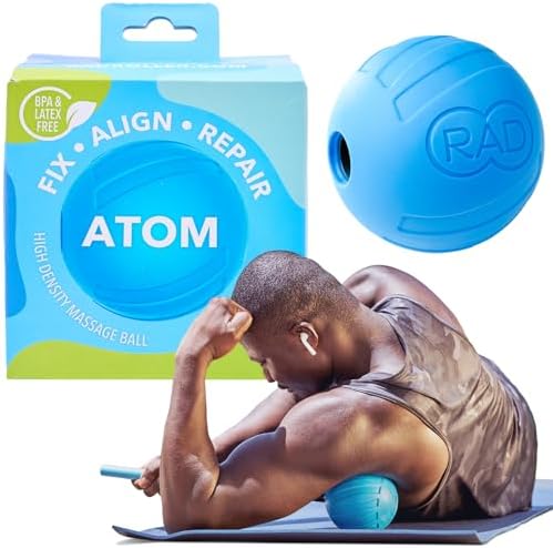 RAD Atom – Extra Firm Yoga Deep Tissue Massage Ball – Myofascial Release Ball for Back Pain, Shoulders, Glutes, Hamstrings, Traps & Pecs – Trigger Point & Mobility Therapy by RAD