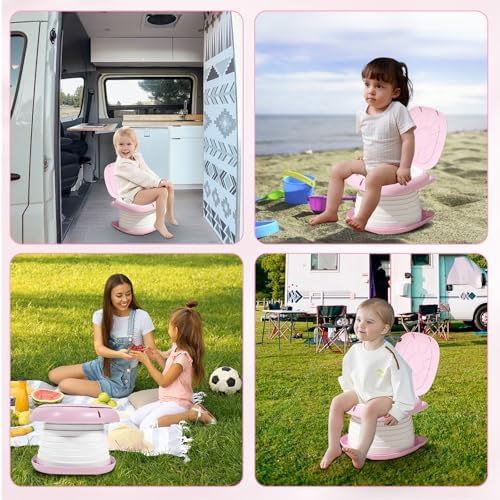 Portable Potty for Toddlers, Foldable Travel Potty(Pink) - Image 6