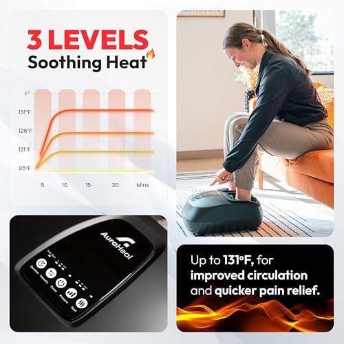 Shiatsu Foot Massager with Heat & Deep Kneading - Relieves Plantar Fasciitis, Neuropathy & Foot Fatigue - Features Adjustable Heat & 3 Compression Setting - Fits Up to Men’s Size 14 - Image 5