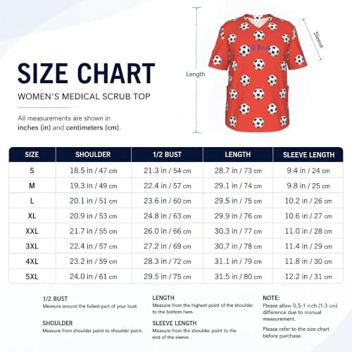 Men's Scrub Top,V-Neck Spill Wrinkle Resistant,3 Pockets-Soccer Ball (1) - Image 5
