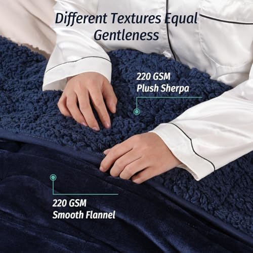 Wemore Sherpa Weighted Blanket for Adult 20 lbs Queen 60"x80" Navy Blue - Image 2