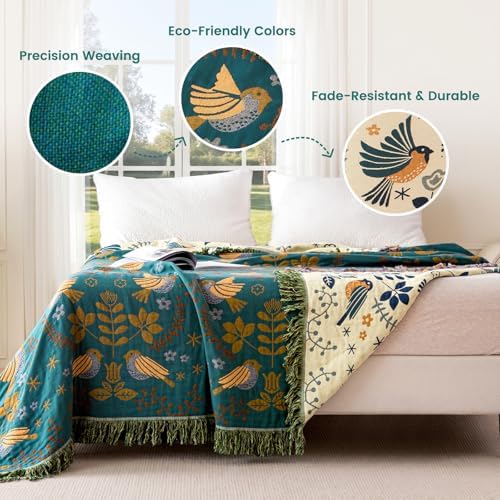 MSGKV Boho Throw Blanket 50"x60" Cotton Blanket for Couch & Living Room - Image 4