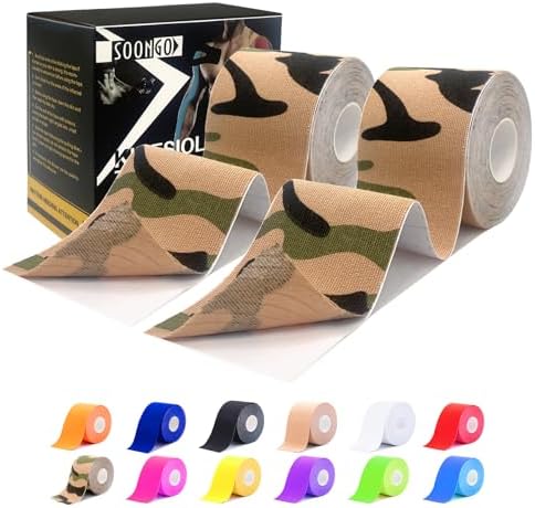 SOON GO Kinesiology Tape Pro 2 Rolls, 2 Inch High Elasticity Sports Tape Therapeutic Pain Relief–Physio Tape for Muscle Recovery & Joint Support, Waterproof & Hypoallergenic & Breathable–Camo by SOON+GO