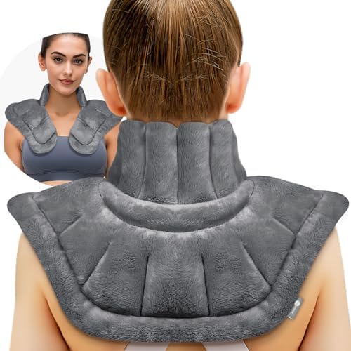 AiricePac Microwave Heating Pad for Neck Shoulders and Back Pain Relief with Moist Heat, Weighted Microwavable Heated Neck Wrap Warmer, Uncented Gery by AiricePac