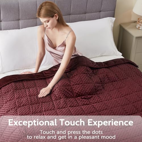 L'AGRATY Weighted Blanket for Adult - 60"x80" 20lbs Minky Dots Heavy Blanket with Glass Beads Soft Breathable for All-Season Summer Fall Winter Thick Comfort for Sleeping - Image 5