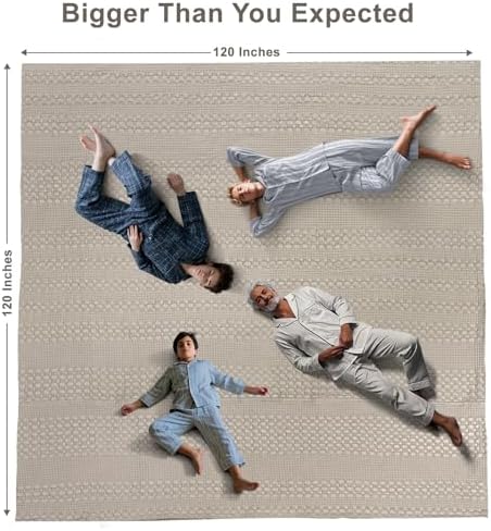 PHF Lightweight 100% Cotton Waffle Blanket, Oversized King, Pearl Gray - Image 4