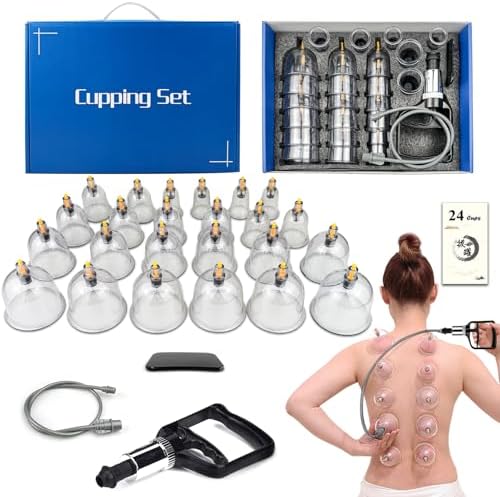 DEFUNX Cupping Set, 24 Cups Cupping Kit for Massage Therapy, Cupping Therapy Set with Pump for Back Massage, Pain Relief, Physical Therapy by DEFUNX