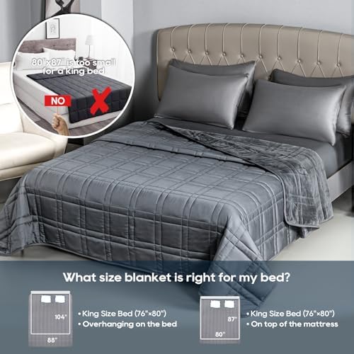 OMYSTYLE King Size Weighted Blanket 20lbs(88''x104'', Double-Sided), Reversible Weighted Blanket with Warm Short Plush and Cool Tencel Fabric for All Season Use - Carry Bag Included - Image 5