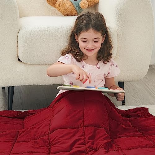 yescool Weighted Blanket (10 lbs, 41" x 60", Red) Cooling Heavy Blanket, Perfect for 90-110 lbs, Breathable Throw Blanket Gifts with Premium Glass Bead, Machine Washable - Image 4