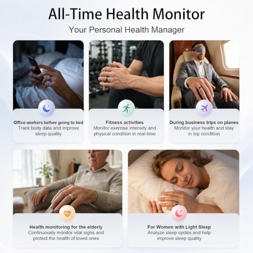 AI Smart Ring 1.0, Fitness Tracker for Men/Women,Gloss Black Size 6 - Image 4