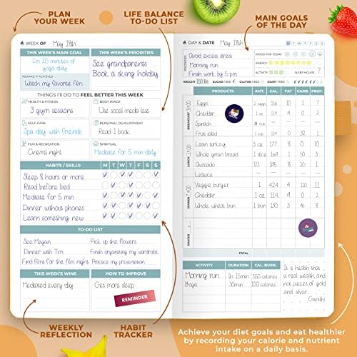 Clever Fox Wellness Planner & Food Journal Small Amber Yellow - Image 4