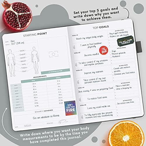 Clever Fox Wellness Planner & Food Journal for Weight Loss, A5 Silver Black - Image 3