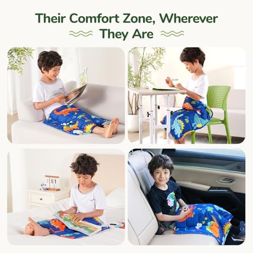 Sivio Weighted Lap Blanket for Sleep, 2lbs, 19 x 21 inches, Blue Dinosaur - Image 4