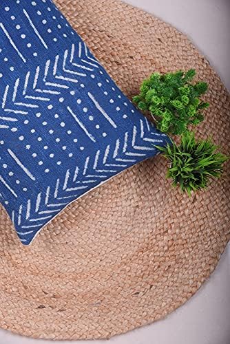 Trade Star Geometric Luxurious Ethnic Cushion Case Decorative Authentic Pillow Case Lumbar Cushion Cover 100% Cotton Throw Pillow Cover for Bedroom Spring Pillow Case (Indigo Snow 12X18 INCHES) - Image 2