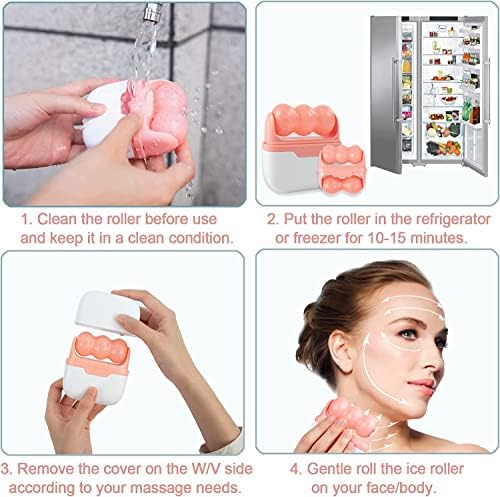 Deashun 2 in 1 Ice Roller for Face Eye, Face Massager Roller for Eye Puffiness, Reduces Wrinkles, Relief Migraine and Minor Injury, Cold Facial Skin Care Tools Ice Roller (Pink) - Image 6