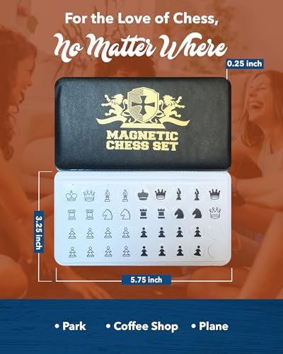 WE Games Mini Magnetic Travel Chess Set – 6-Inch Foldable Board with Durable Vinyl Pieces & Extra Queens– Indoor & Outdoor Magnetic Chess Game - Gold Logo - Image 6