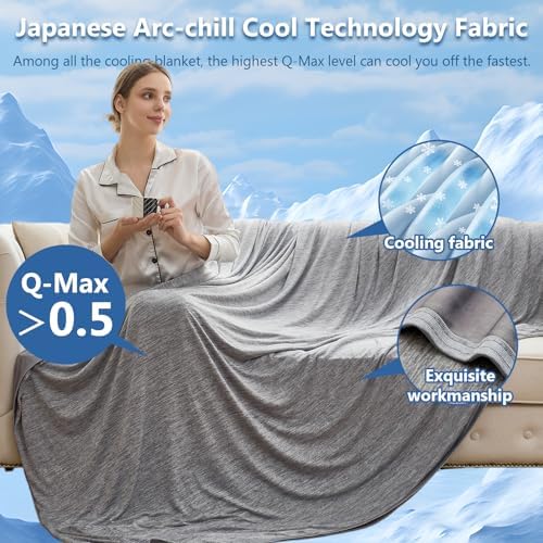CHOSHOME Cooling Blanket for Hot Sleepers - Summer Blanket Thin Soft Lightweight Breathable Double Side Enhanced Cooling for Hot Flashes, Night Sweats, Bed, Couch (Grey, 60 x 90 inches) - Image 4
