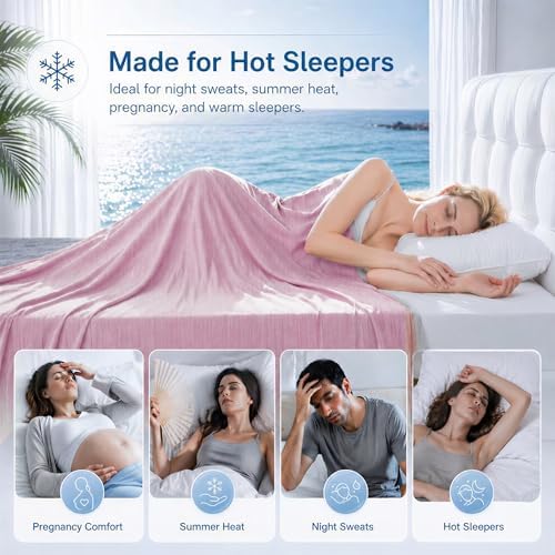 Twin XL Size Cooling Blanket for Hot Sleepers - Lightweight Breathable Cool Cold Blanket - Keep Cool for Night Sweats, Soft Thin Ice Blankets for Bed Couch Sofa, (Pink, 60"x90") - Image 3