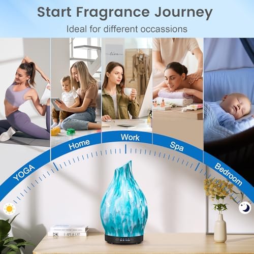 Glass Essential Oil Diffuser for Home, 120ML, 7 Color Lights - Image 6