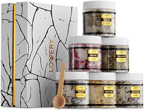 Gifts for Women Who Have Everything Spa Gift Basket, Epsom Bath Salts Gift Basket Set, Self Care Salt W/Essential Oil, Gifts for Mom, Her, Lavender, Eucalyptus, Lemon, Coconut, Tea Tree, Honey Almond by LOVERY